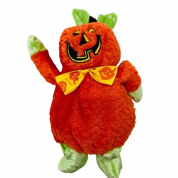 Vintage Dan Dee Pumpkin Man Jack O Lantern Halloween 9" Plush Toy Stuffed Animal - Picture 1 of 6
